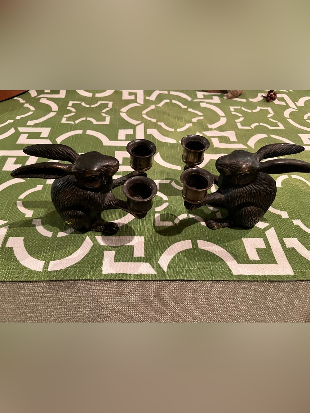 Decorative Rabbit Candle Holders - Dark Bronze Finish